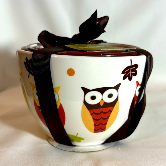 PIER 1 IMPORTS 3 Nestled Ceramic Bowls Owls Leafs Dots NEW WITH TAG - Picture 1 of 12